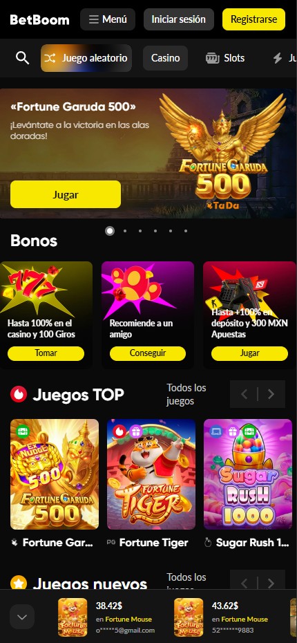 BetBoom Casino mobile lobby